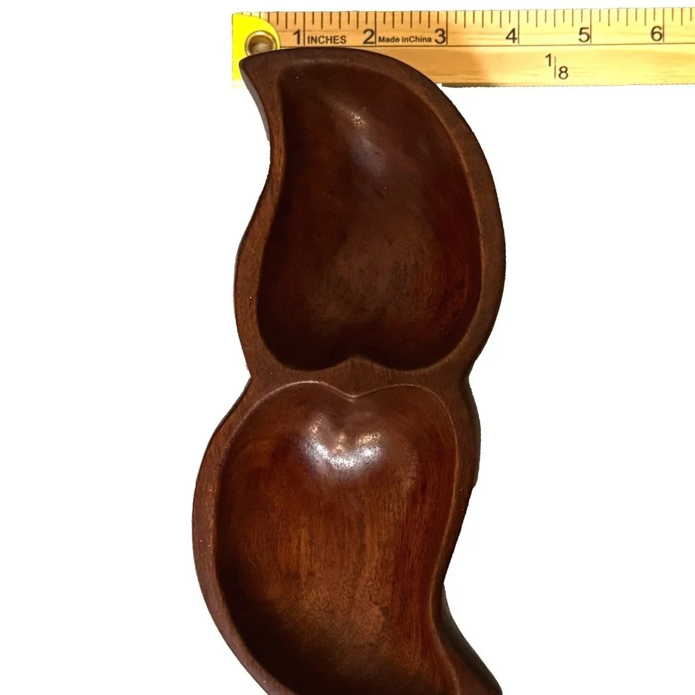 Vintage Mid Century Modern Hand Carved Monkey Pod Wood‎ Chunky Dish Bowl 8